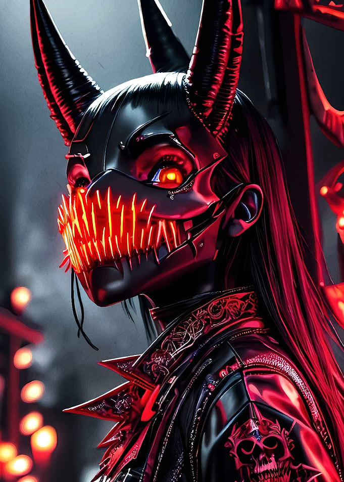 Cyberpunk Demon Girl Mask