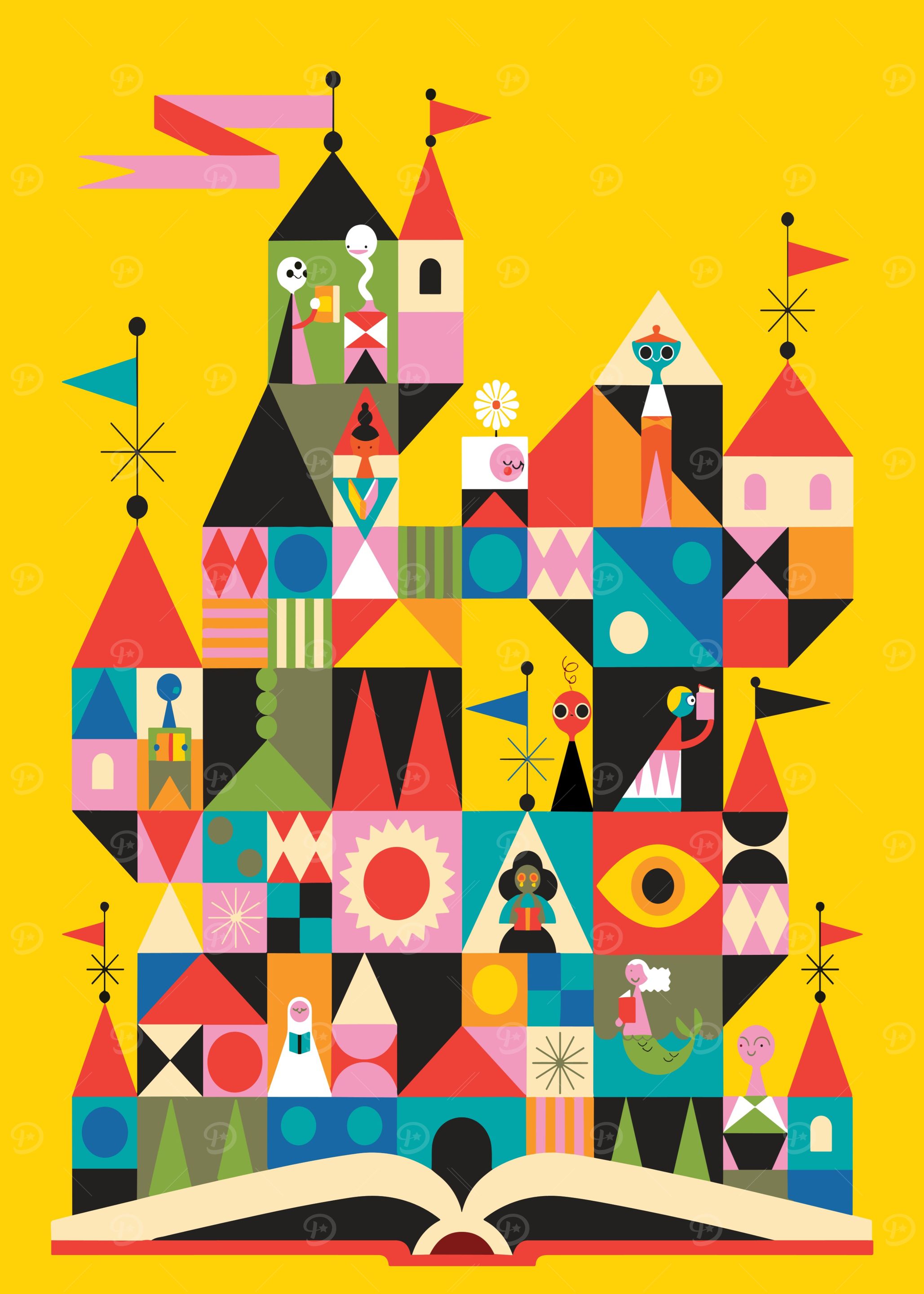 Geometric Castle on Open Book
