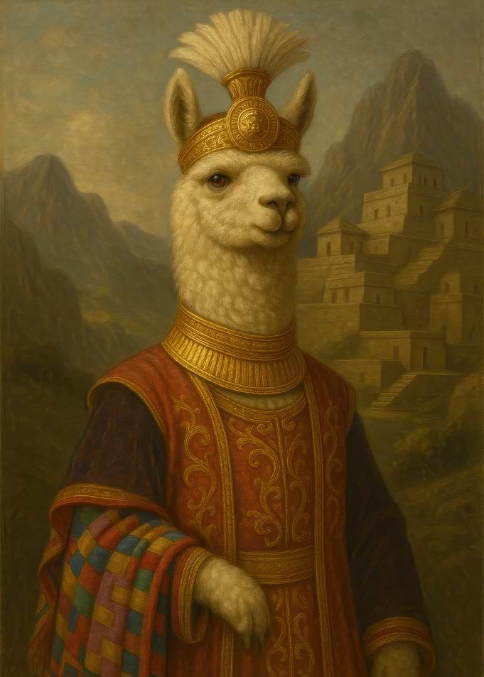 Royal Llama Portrait - Royal Andean Llama | Pre-Columbian Inca