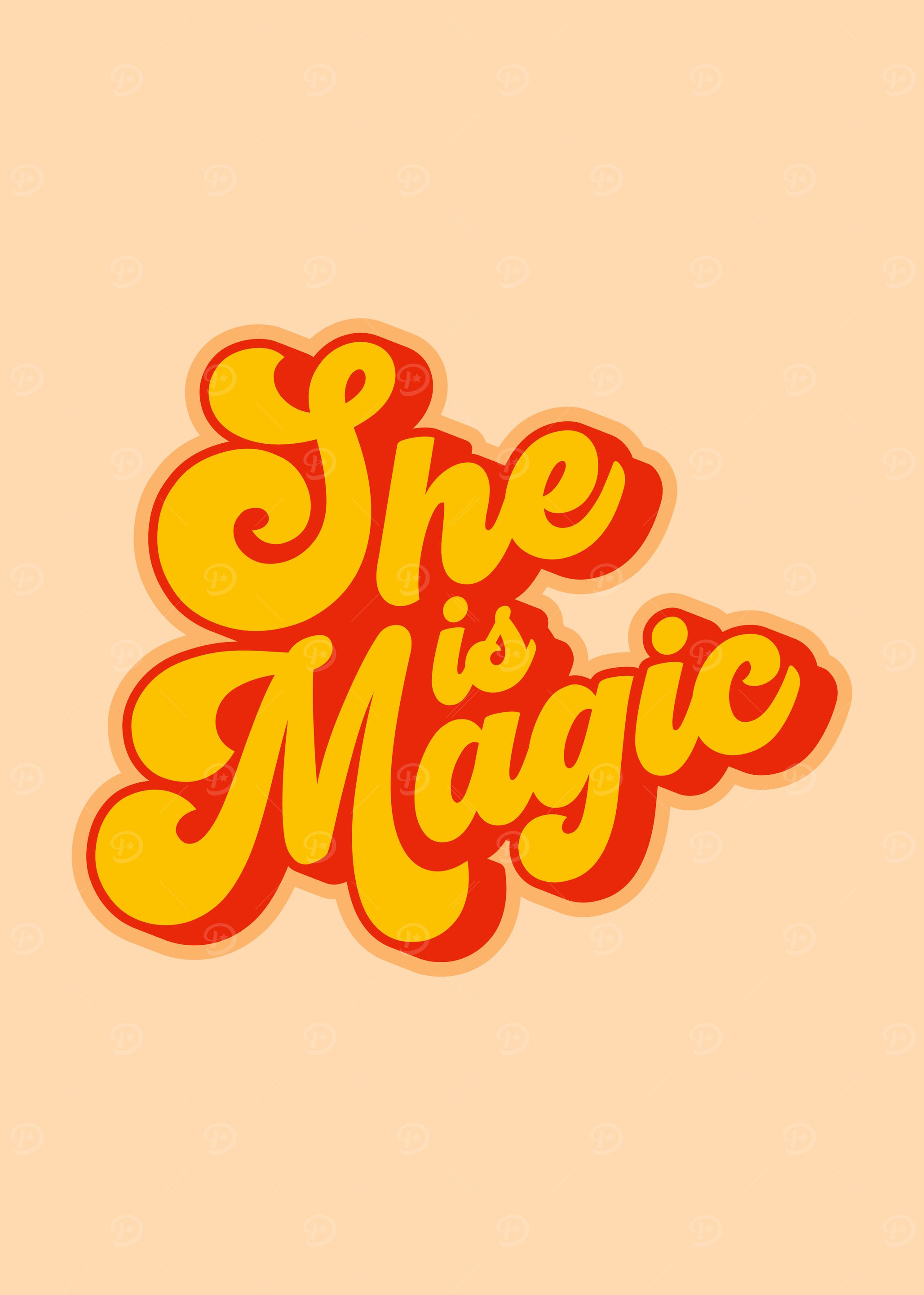 She is Magic Retro Text Art