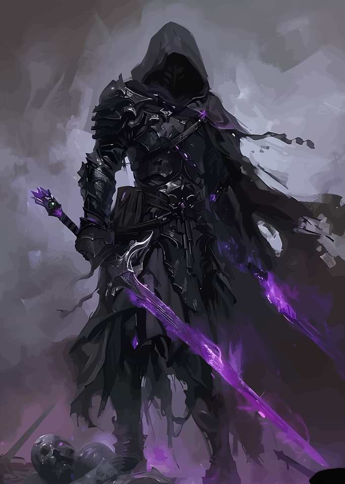 Dark Knight with Purple Swords