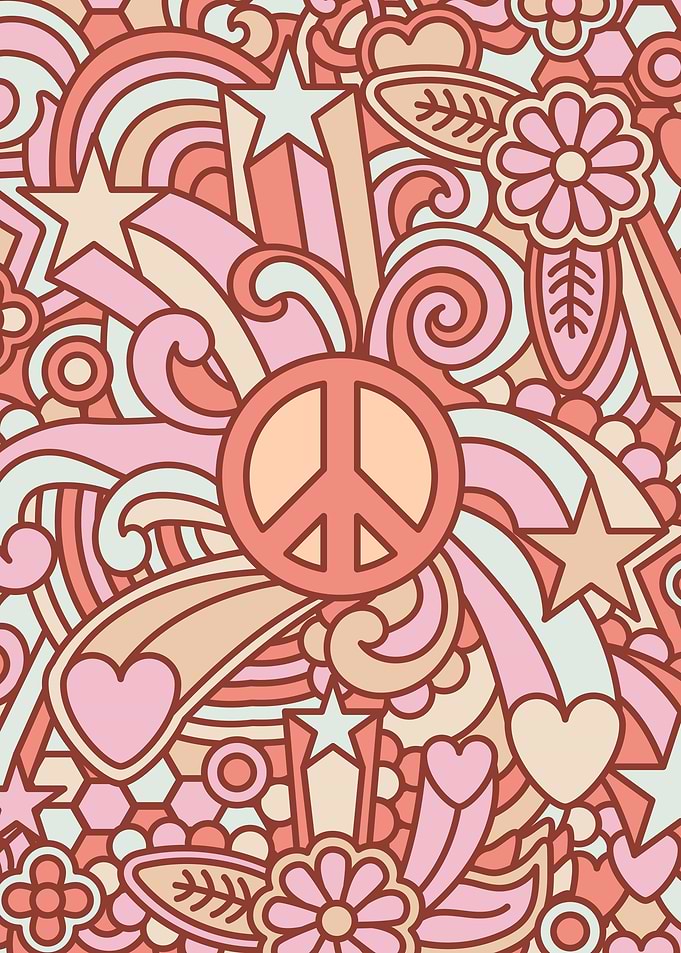 Retro Peace Sign Pattern - love peace