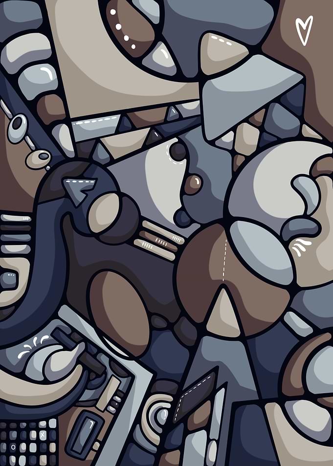 Abstract Shapes in Blue and Brown