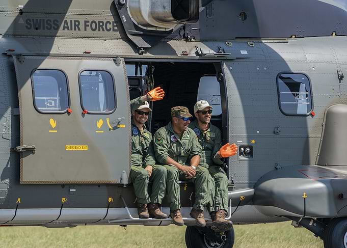 Swiss Air Force Helicopter with Crew
