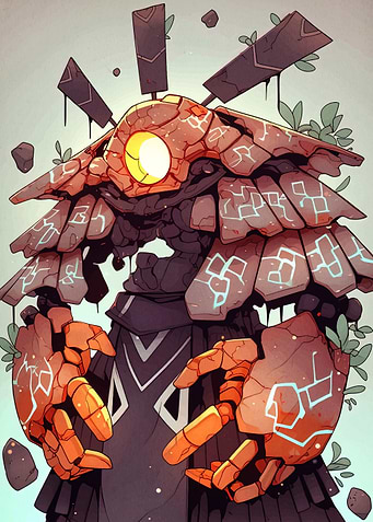 Stone Golem Digital Art Illustration