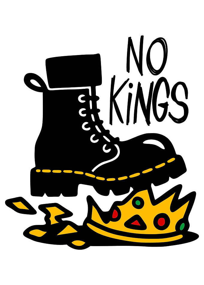 No Kings Boot Crushing Crown