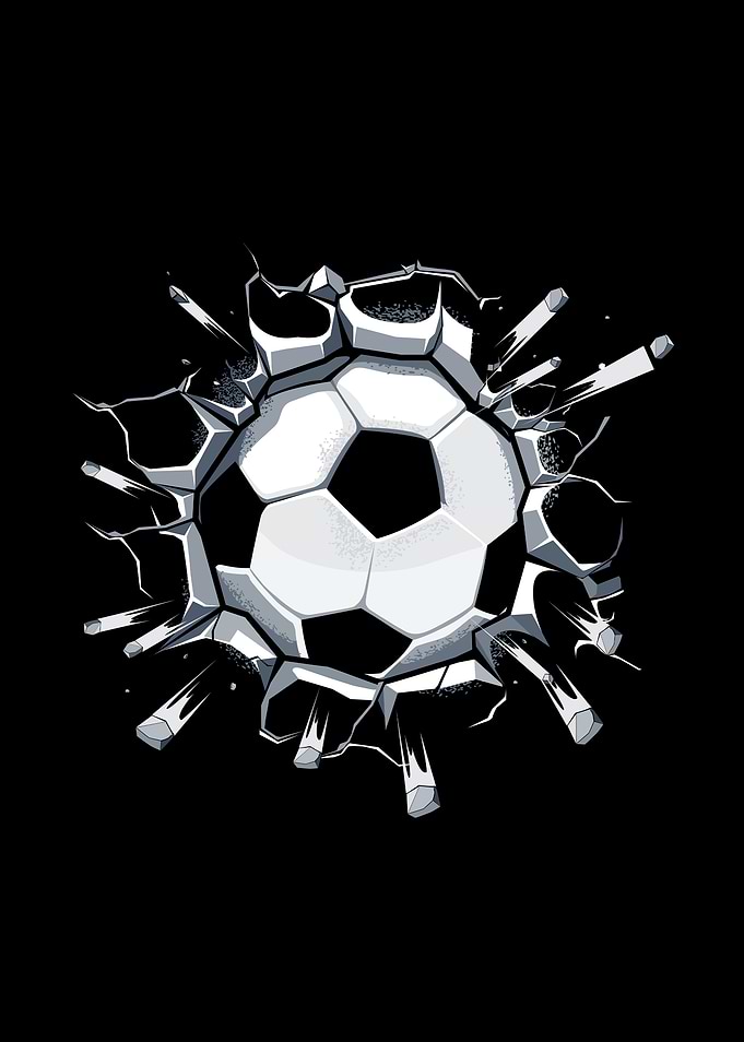 Soccer ball breaking through wall