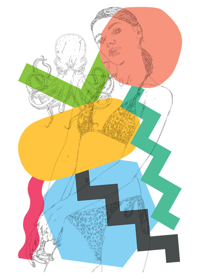 Abstract Portrait with Geometric Shapes