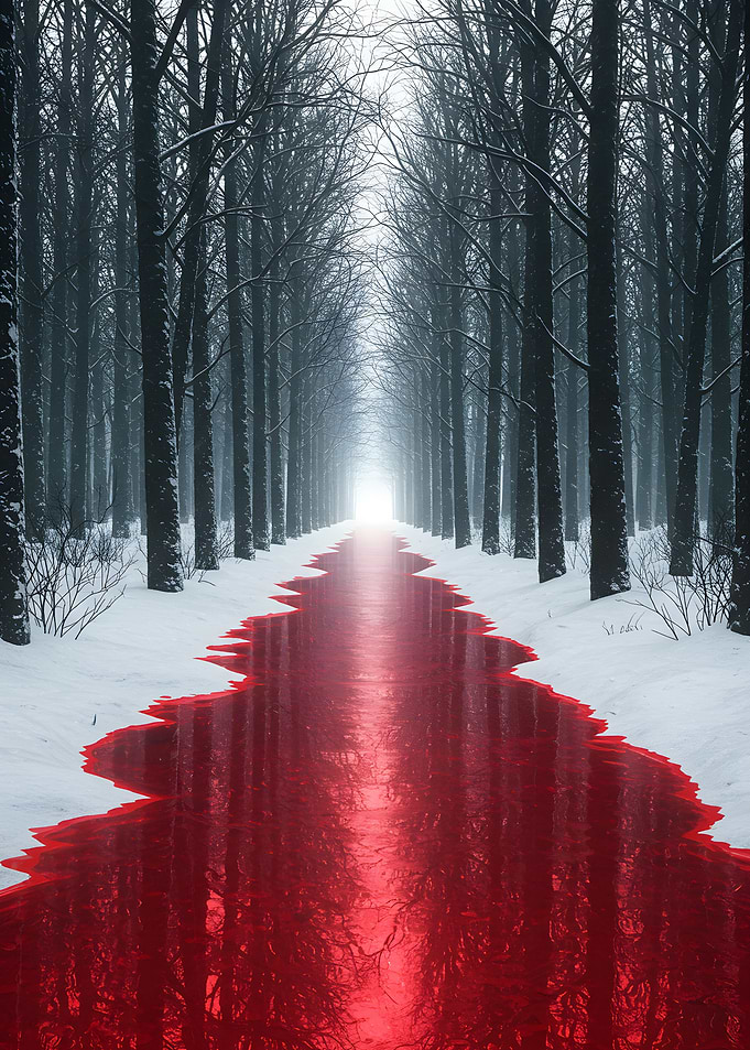 Red River in Snowy Forest
