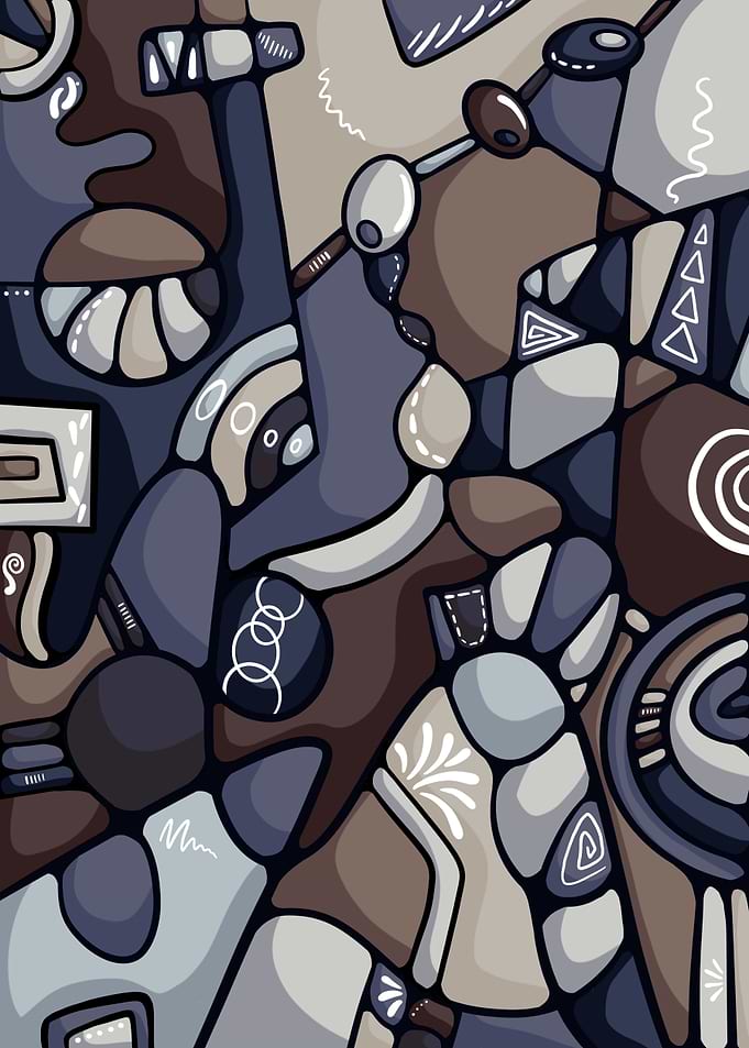Abstract Shapes in Brown and Blue