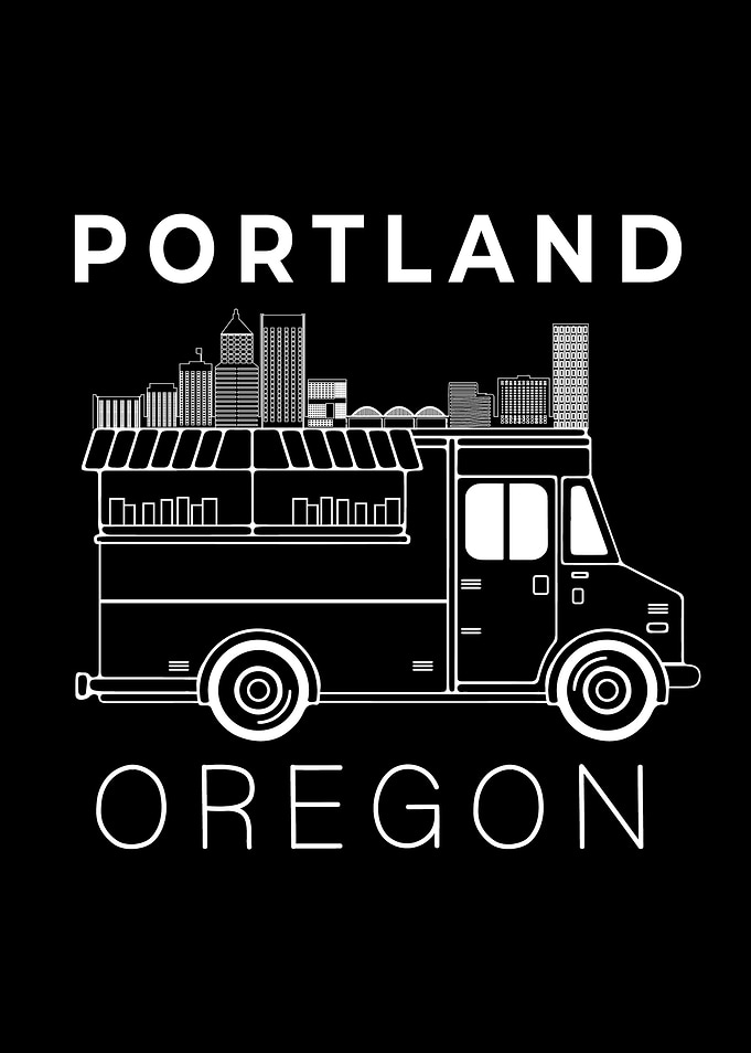 Portland Oregon Food Truck Portland Skyline Souvenir