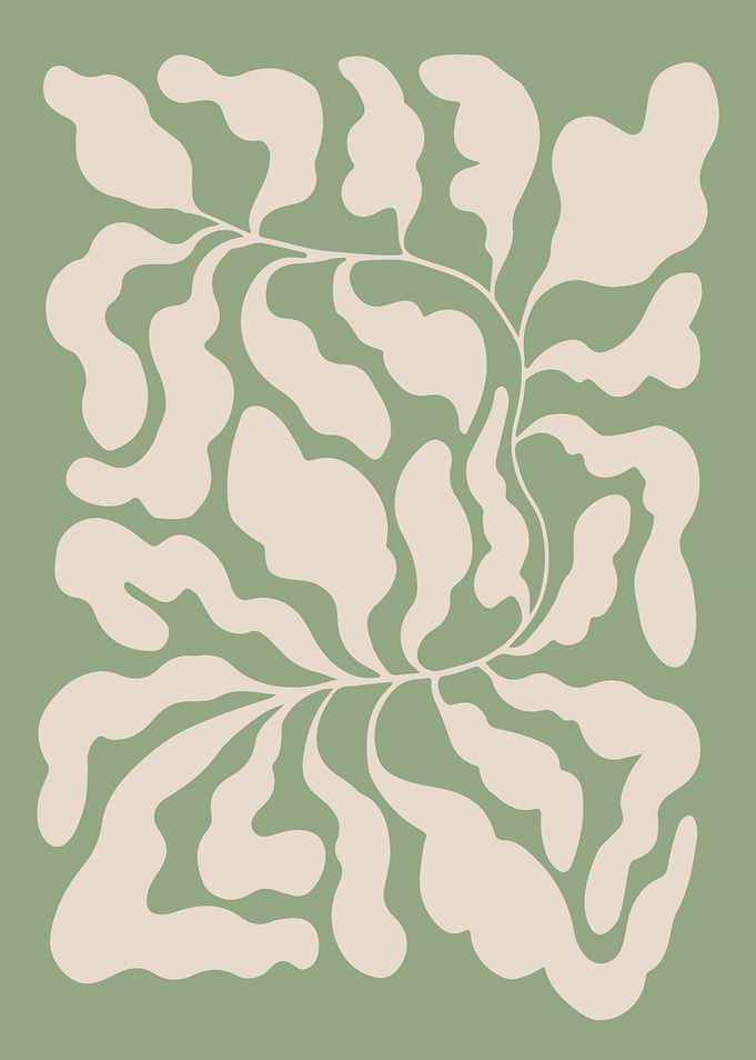 Abstract Matisse Floral Art in Sage Green