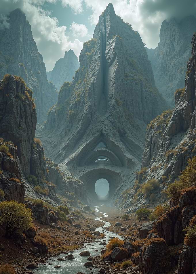 Mountain Pass with Tunnels