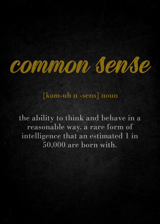 Common Sense Definition on Dark Background