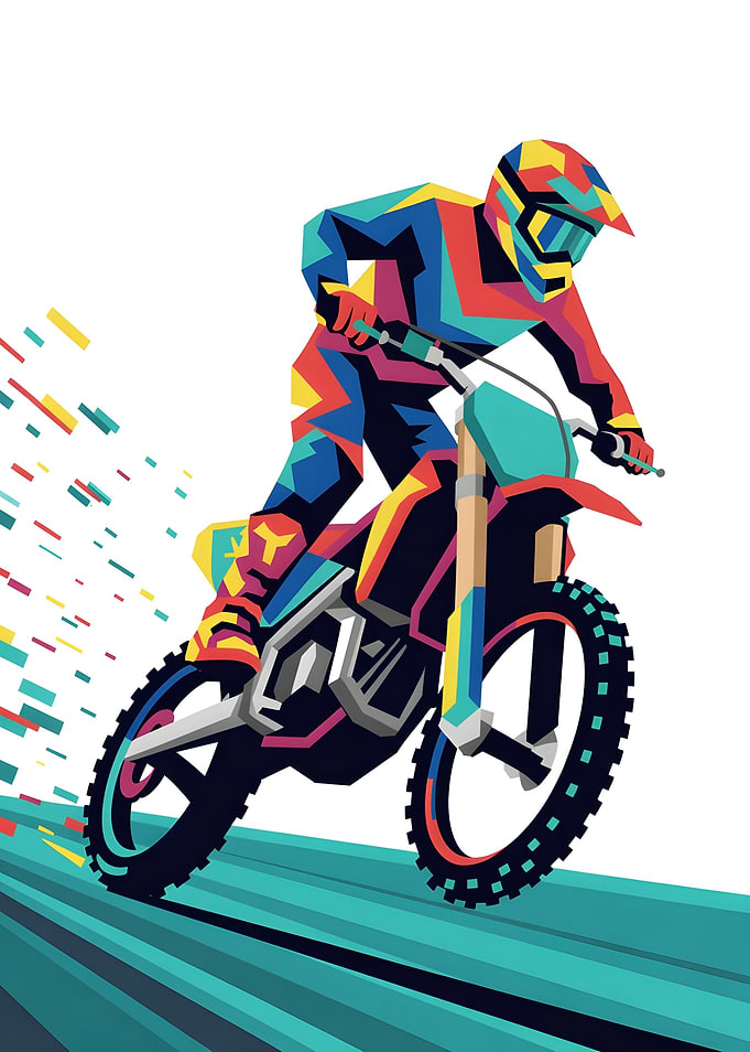 Colorful Motocross Rider Illustration