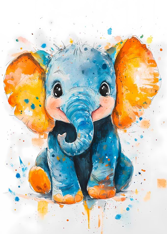 Watercolor Baby Elephant