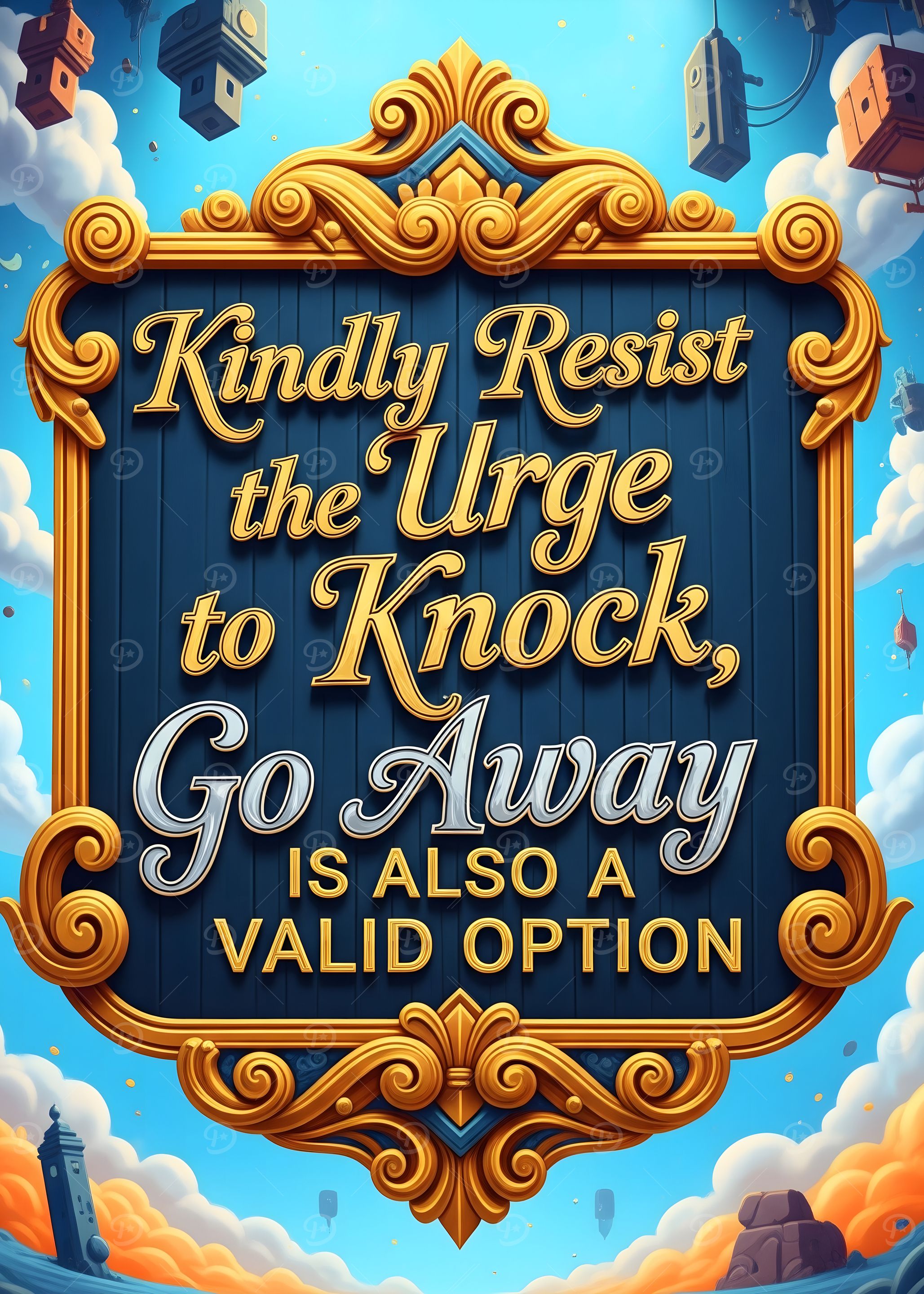 Kindly Resist Knocking Sign
