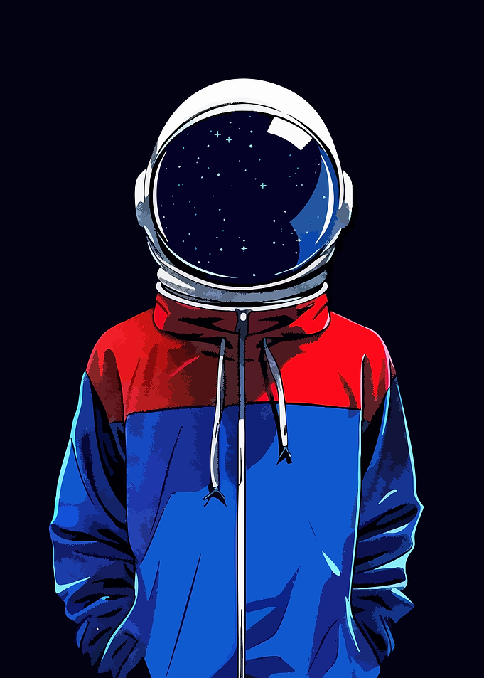 Astronaut in Hoodie with Starry Helmet