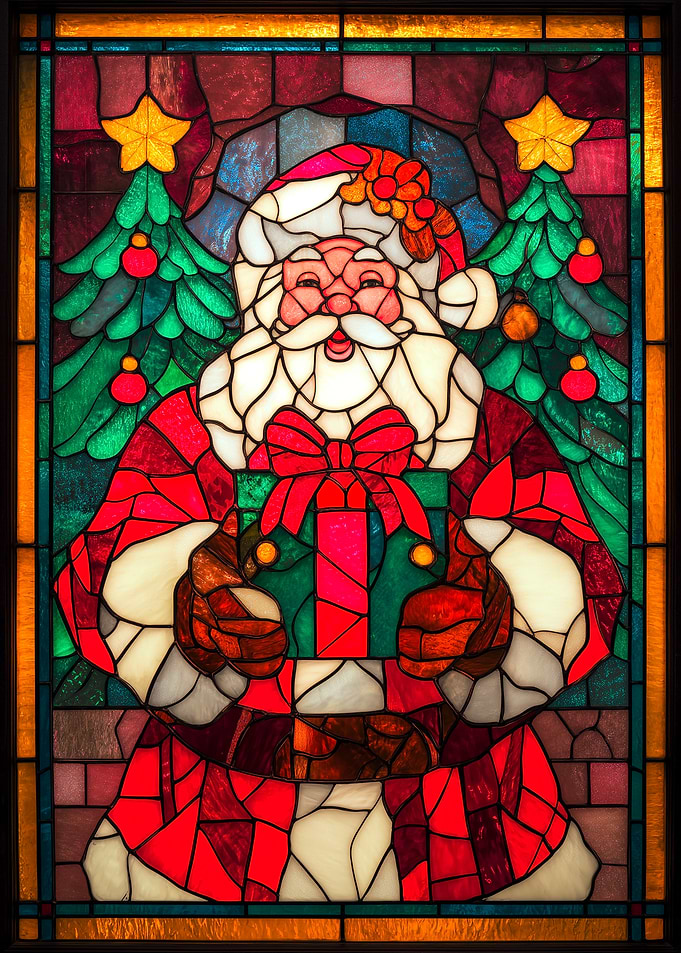 Stained Glass Santa Claus Christmas