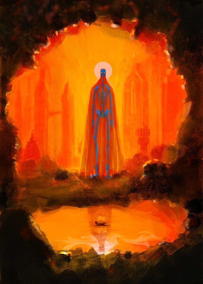 Death Figure Guides the Boat