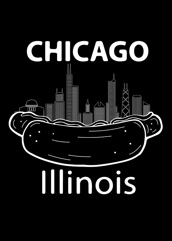 Chicago Illinois Hotdog Skyline Souvenir Chicago
