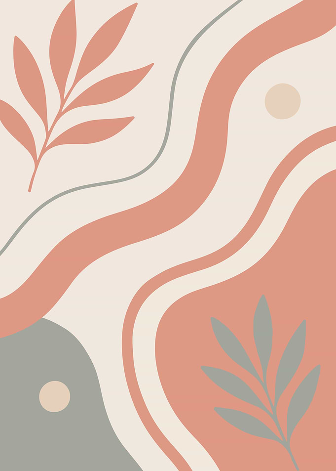 Abstract Floral Wall Art with Wavy Lines | Minimal Boho Botanical Print | Modern Line Art Flowers | Neutral Aesthetic Nature Poster