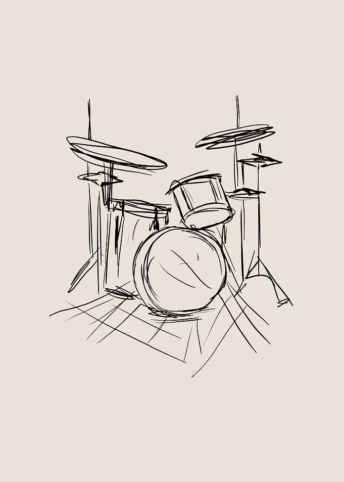 Drum Set Line Art