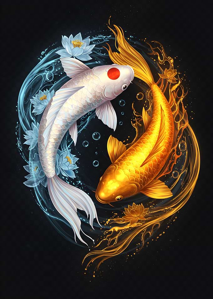 Yin Yang Koi Fish Illustration