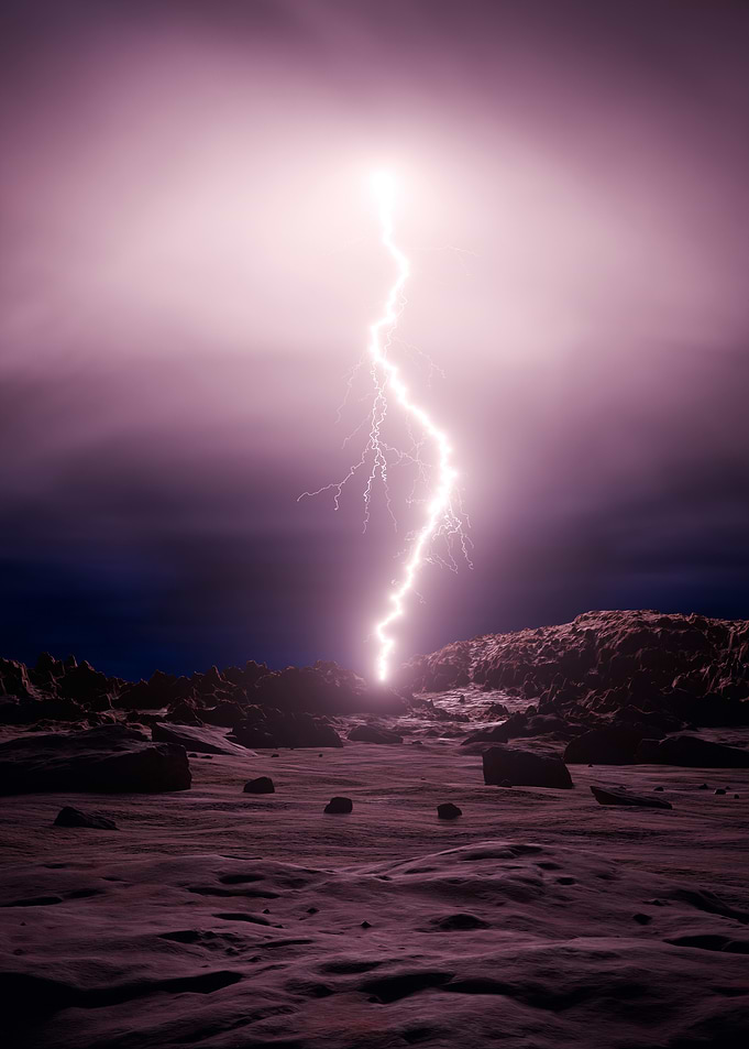 Lightning Strike on Rocky Landscape