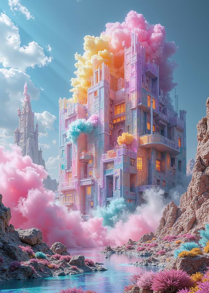 Colorful Fantasy Castle Landscape