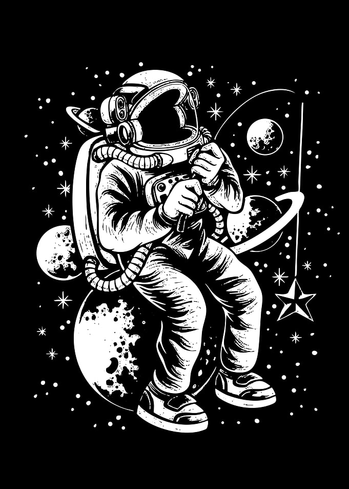 Astronaut in Space Black and White