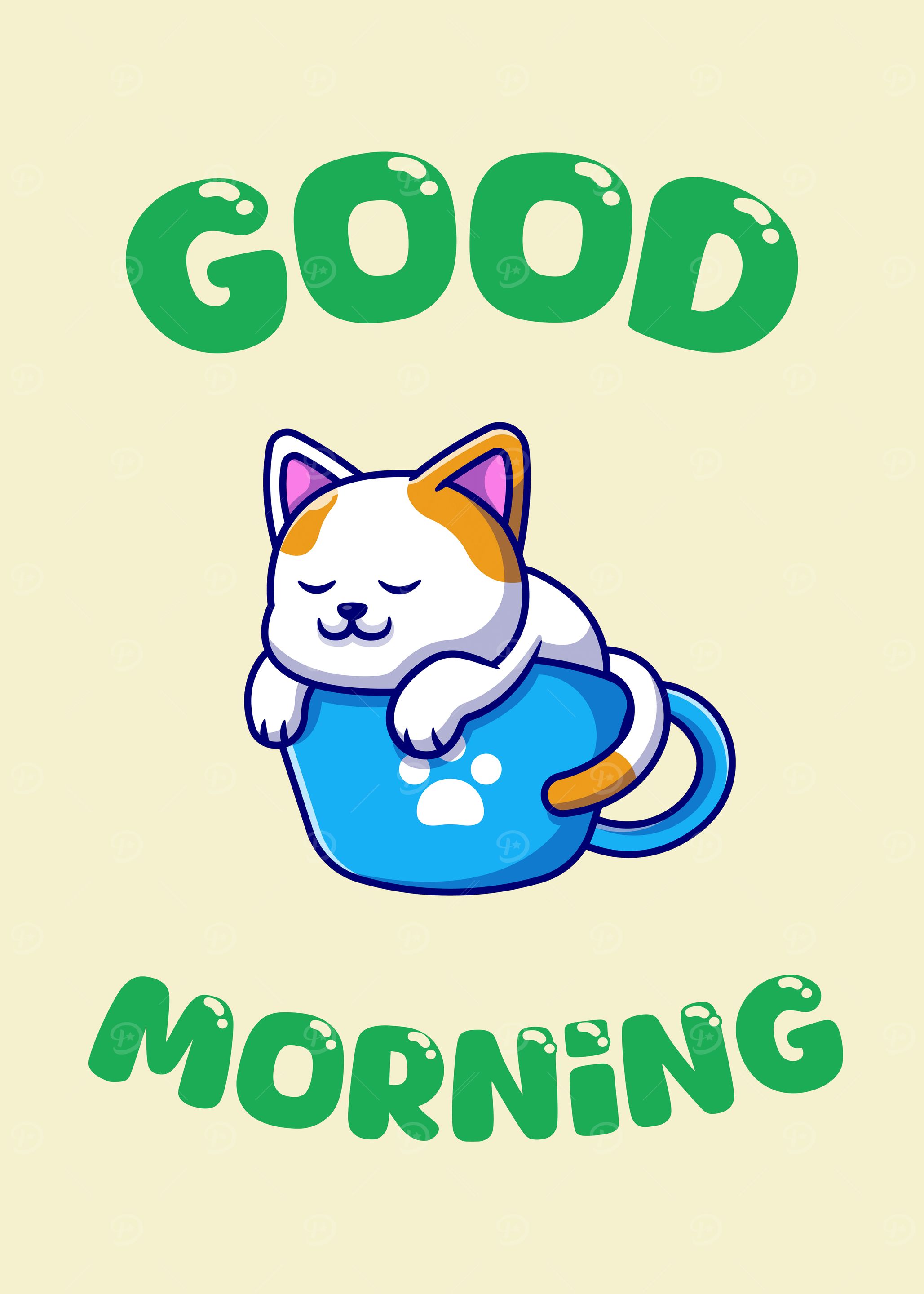 Good Morning Cat in Cup