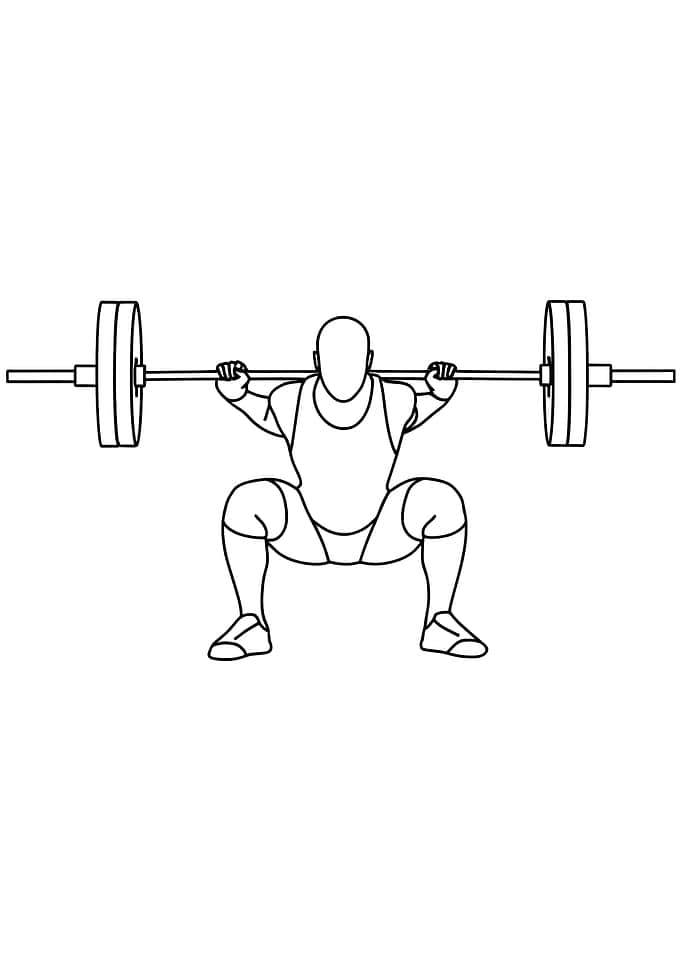 Weightlifter Squatting Minimalist Line Art