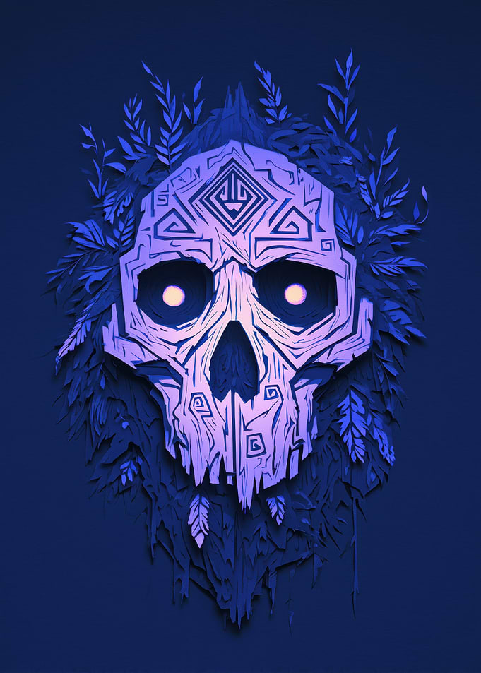 Ornate Skull with Foliage