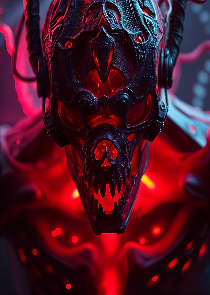 Cyberpunk Skull with Red Glow