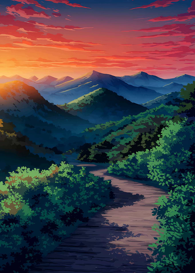 Mountain Path at Sunset
