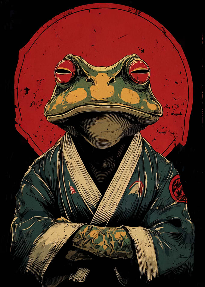 Frog Samurai with Tattoos