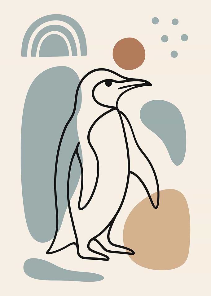 Minimalist Penguin Line Art Illustration