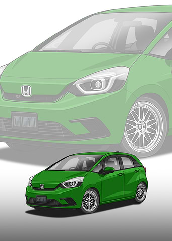 Green Honda Fit Car Illustration
