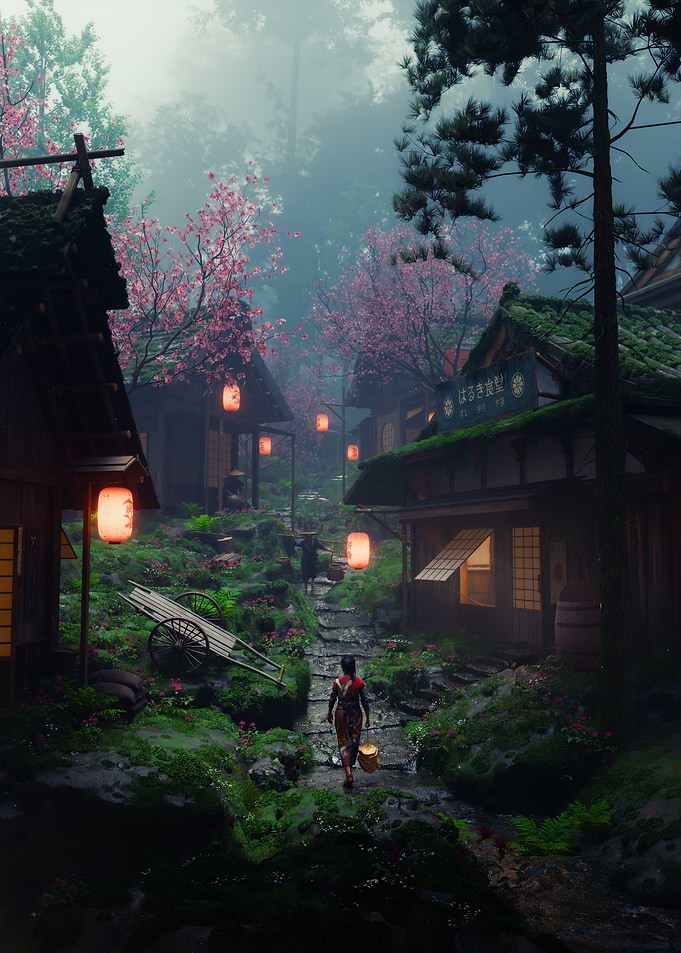 Japanese Village in Spring