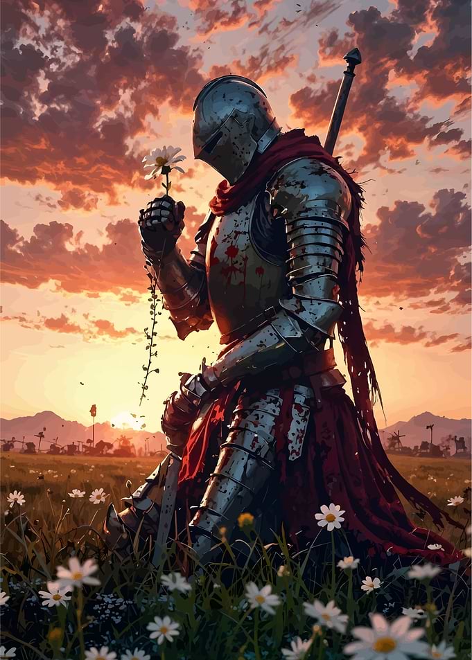 Knight with Flower in Field