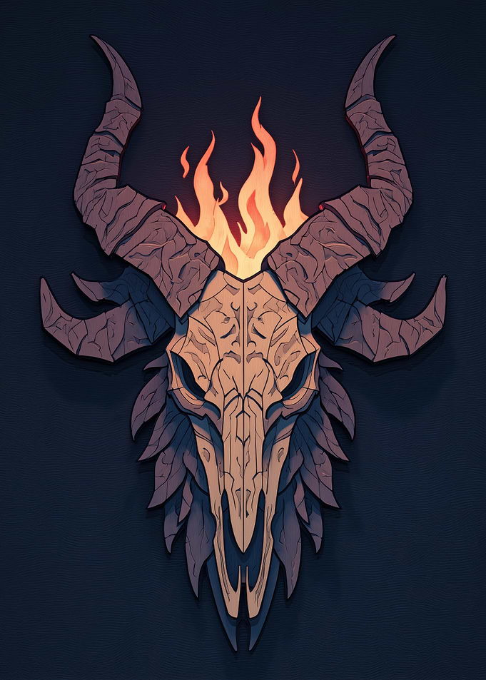 Stylized Skull with Flames