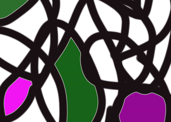 Abstract Shapes with Intertwined Black Lines by Kristalin Davis