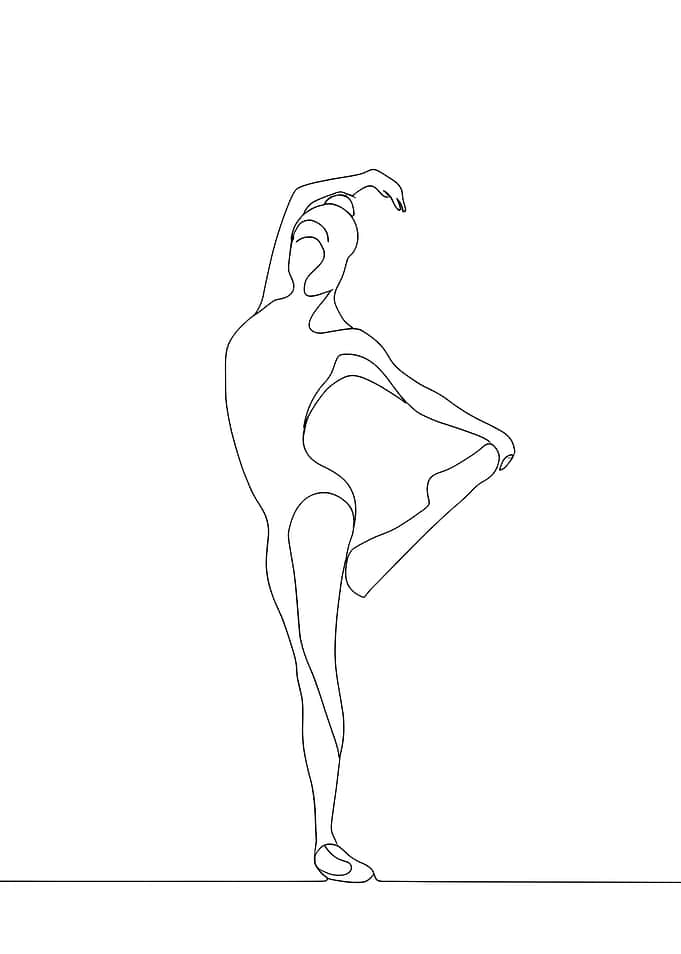 Woman In Yoga Pose Minimalist Line Art
