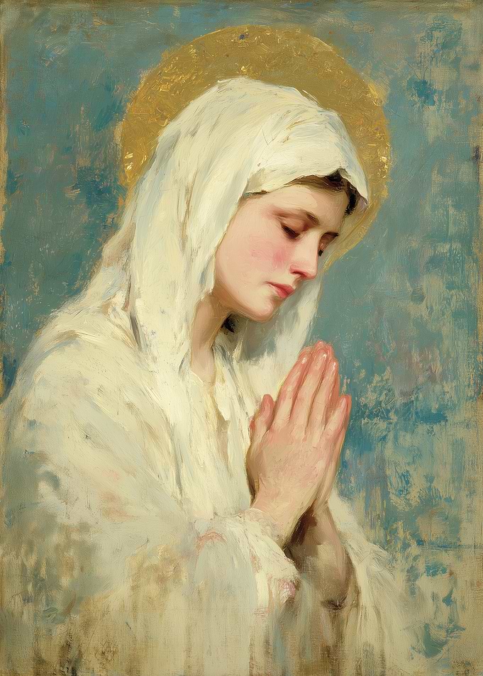 Praying Woman with Halo Painting