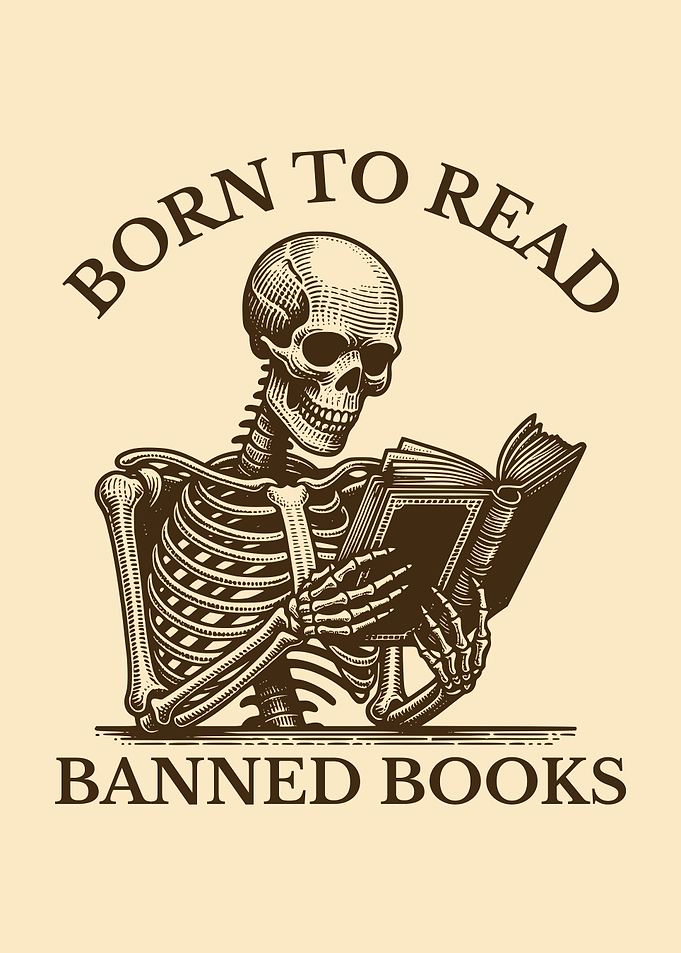 Born To Read Banned Books Reading Skeleton