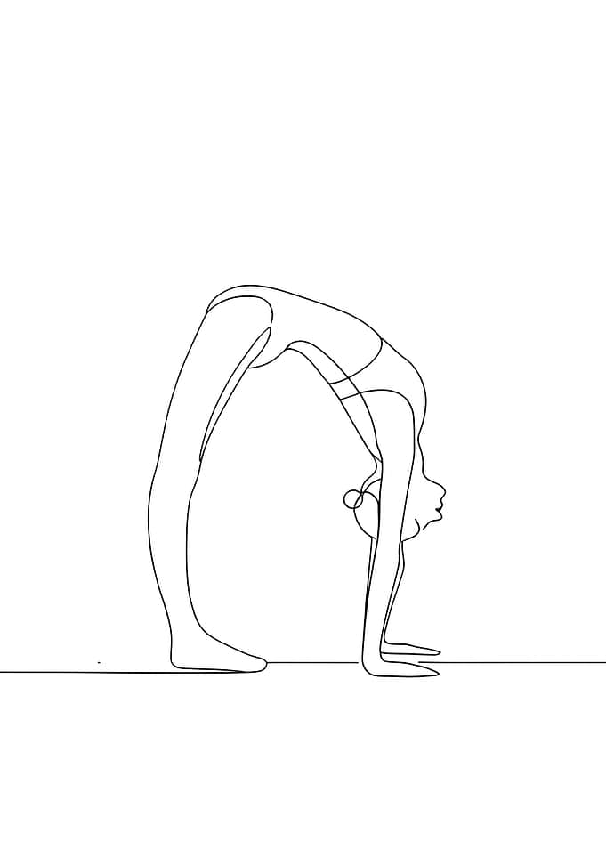 Woman In Yoga Pose Minimalist Line Art