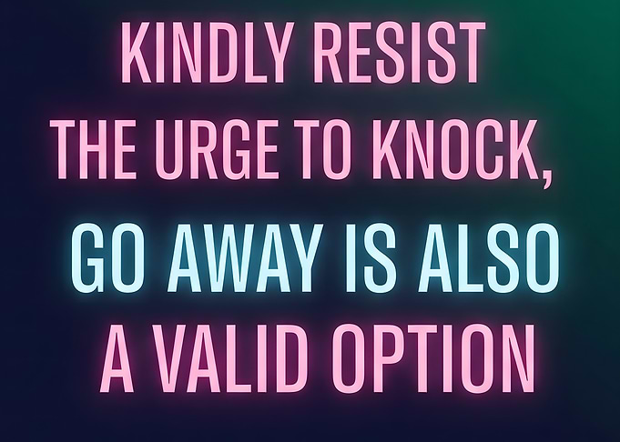 Kindly Resist Knocking Funny Text