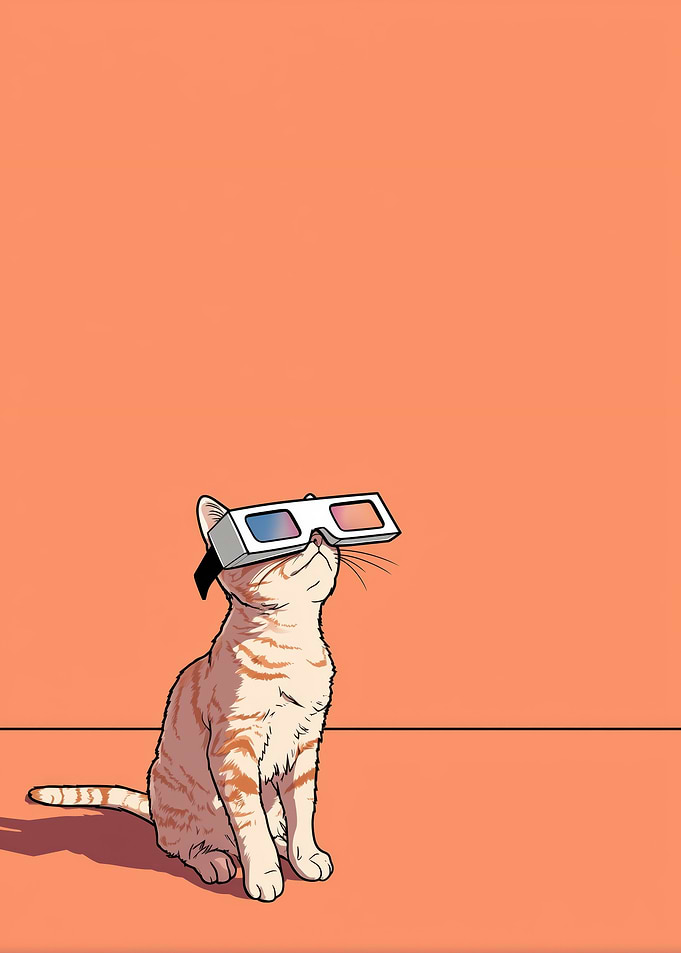 Cat with 3D glasses