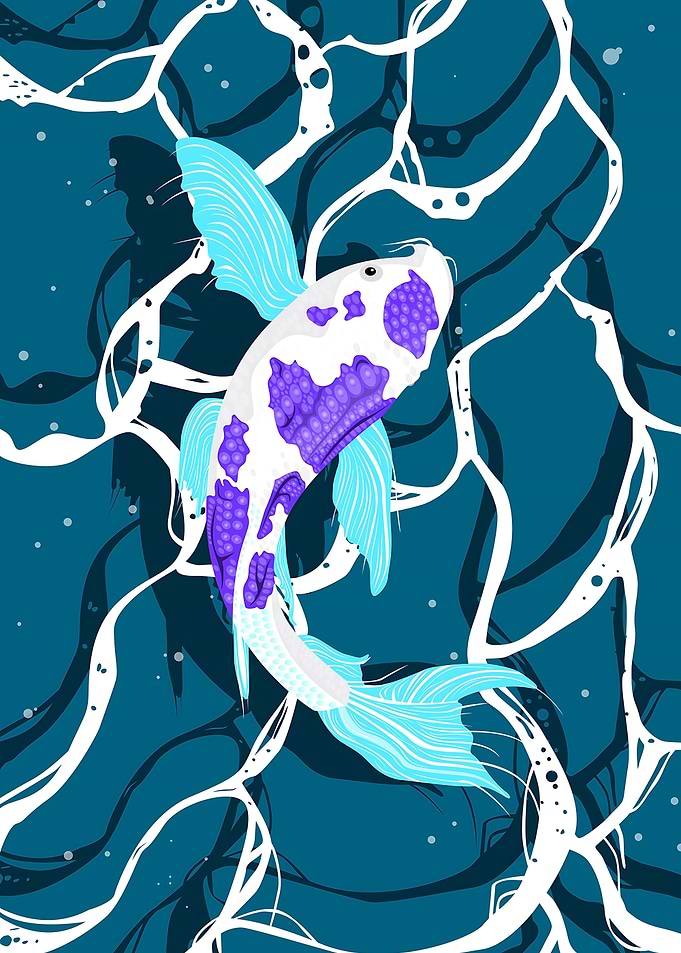 Koi Fish in Water Illustration